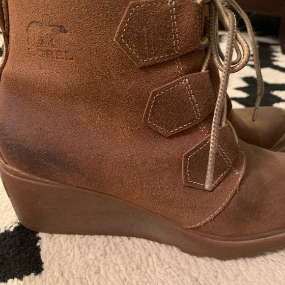 Sorel Toronto Ankle Boots brown wedge heel distressed suede. - Picture 4 of 6